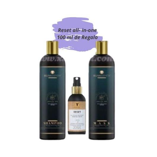 BELMA KOSMETIK - Kit Argán Duo Champú 250ml +Mascarilla 250 ml +REGALO Reset all-in-one  100ml  - Cuidado en Casa - Todos los tipos de cabellos