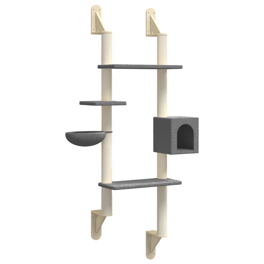 vidaXL Árbol rascador para gatos de pared 180 cm Color Crema, Gris claro, Gris oscuro y mas