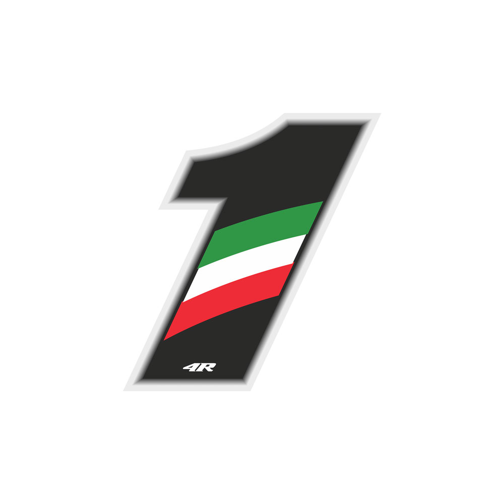 Pegatina Race Number para Motocicleta "1" Tricolor 27x37mm