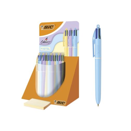 Bic 4 colours pastel expositor con 30 boligrafos de bola retractil - punta media de 1.0mm - tinta con base de aceite - cuerpo en colores pastel - 4 colores