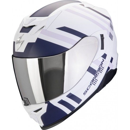 Scorpion EXO-520 AIR Banshee blanco mate, azul lila CE 22.06 casco integral 172-447-330