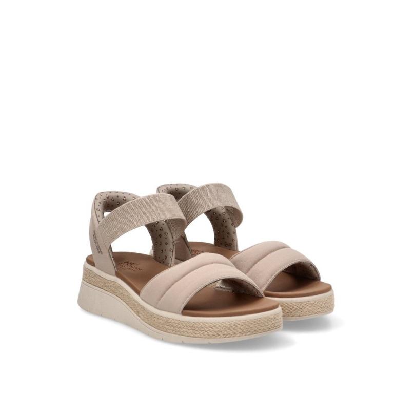Sandalia Cómodas Skechers - Mujer - Cuña Media - Modelo 114413 - Color Taupe