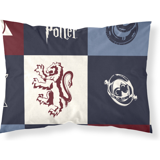 BL BELUM   Funda almohada Harry Potter, Funda de almohada 100% algodón modelo Hogwarts Cuadros Azul de 50x80cm.