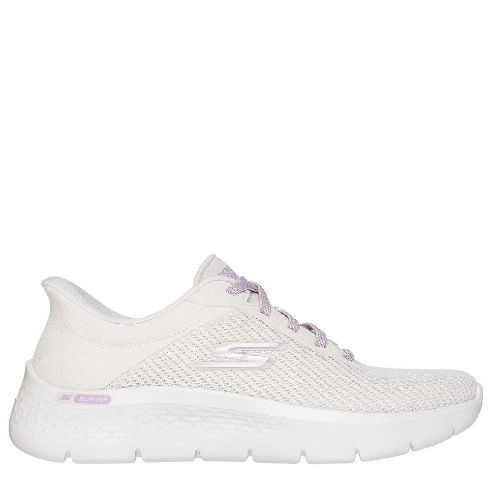 Cómoda  Zapatilla mujer Skechers SLIP-INS: GO WALK FLEX CRALA en malla ofwhite. Plantilla Memory Foam Diseño Hands Free Slip-ins Comfort Pillow para calzarte sin manos Altura Tacón bajo (1-3 cm) Referencia 125516-OFWT