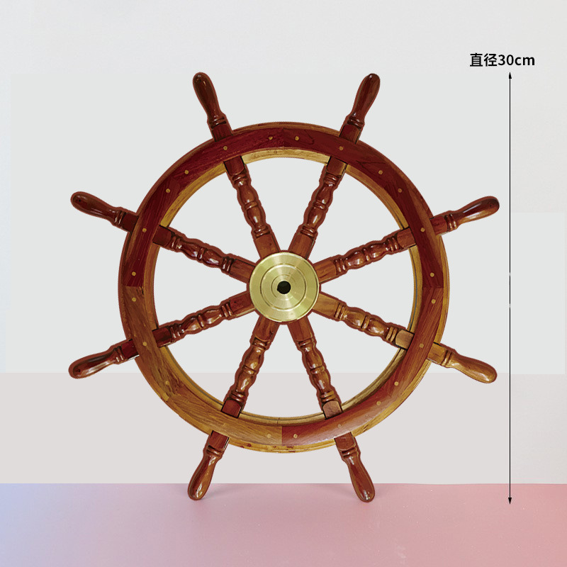Decoración náutica de madera de boj - Timón de barco pirata para pared, artesanía costera para dormitorio