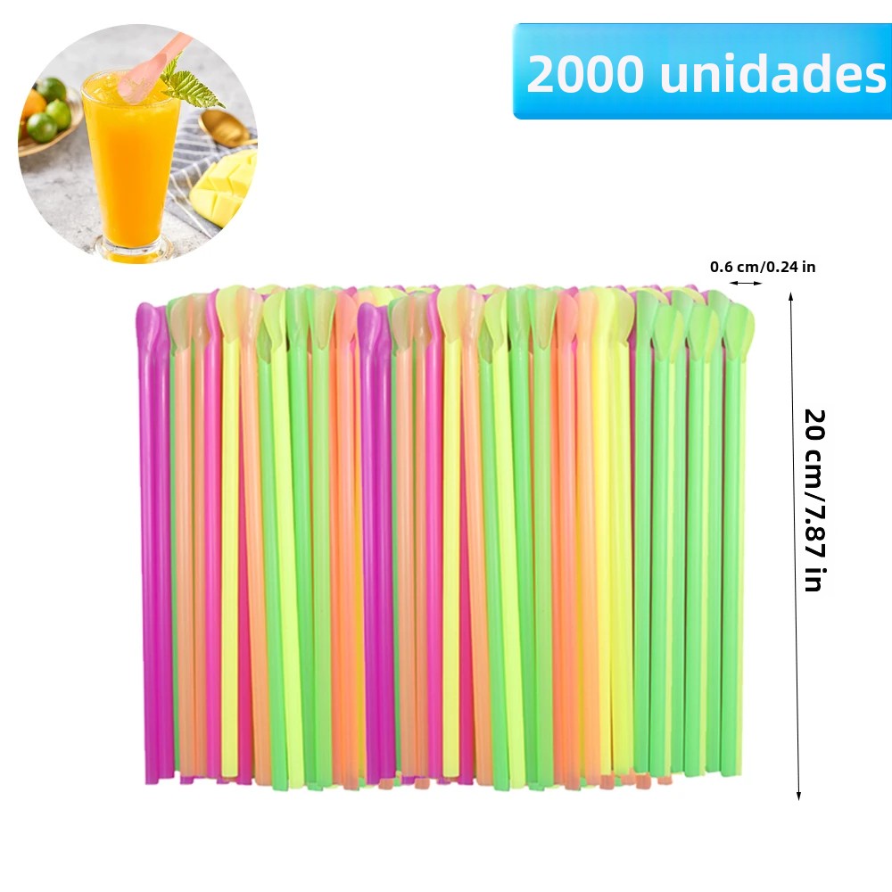 TK Pajillas De Taza Con Cuchara 50/1000/2000 Piezas Para Bebidas Coloridas Smoothie Y Leche Barra De Fiestas De Cumpleaños Suministros Al Por Mayor