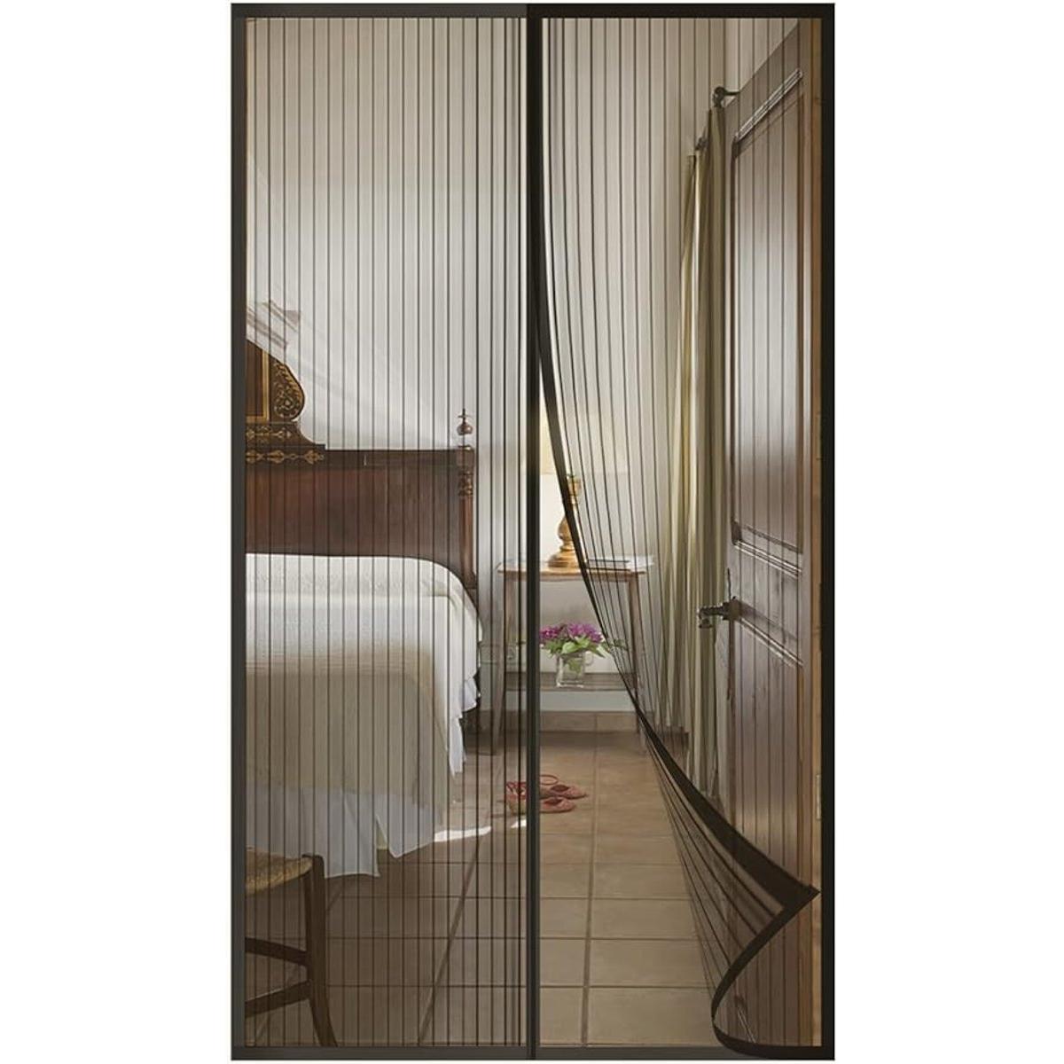 Om Home Mosquitera magnética para puertas correderas de patio, malla antimosquitos, no requiere taladrar (110x210cm, negra)
