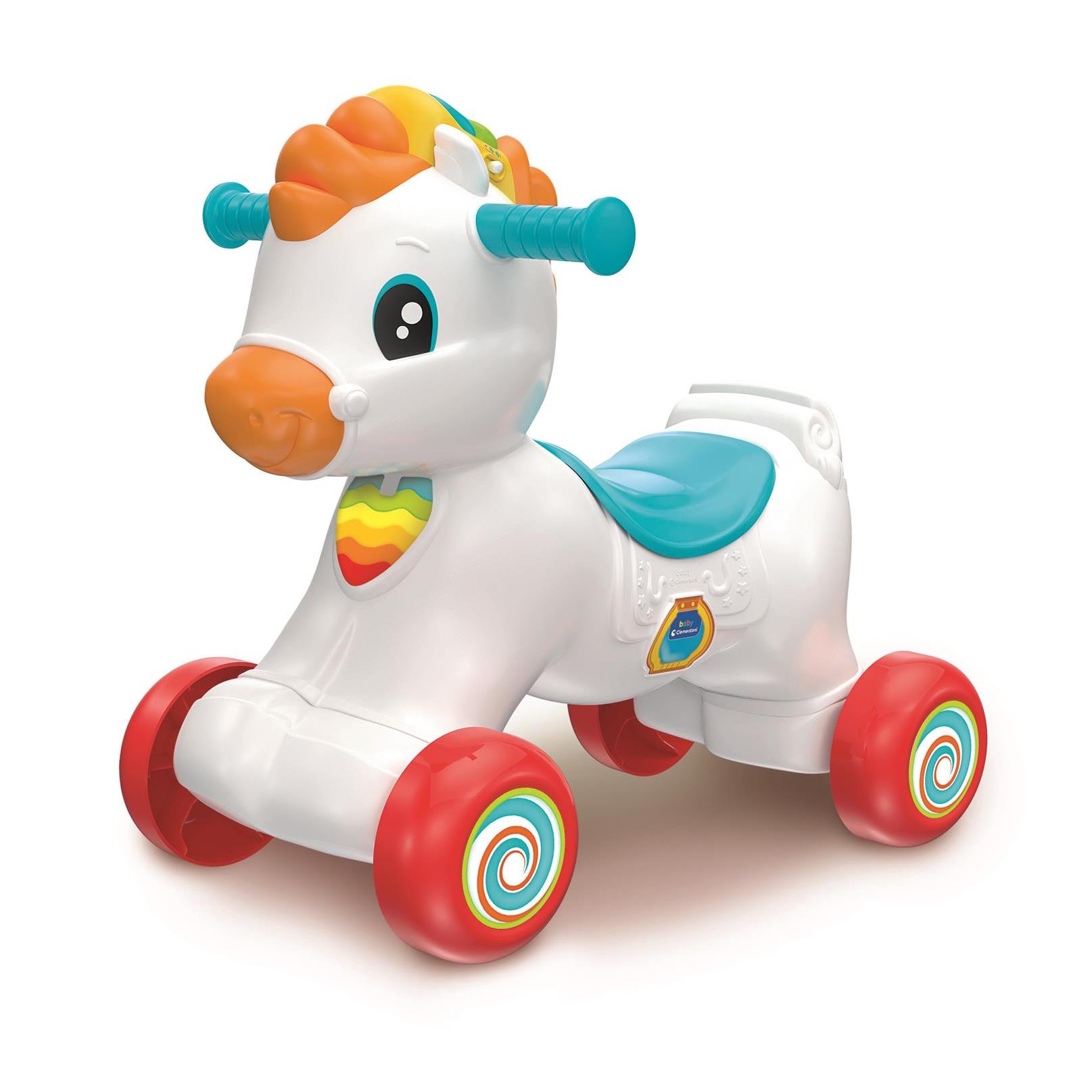Clementoni - 61556 Tito, el Caballito Caballito balancín y correpasillos con música, Canciones y contenidos educativos: números, Letras, para bebés a Partir de 12 Meses