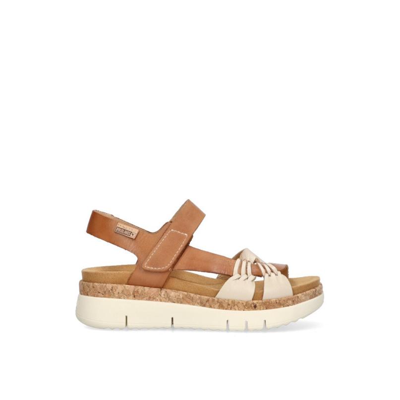Sandalia Cómodas Pikolinos - Mujer - Suela Plana - Modelo W4n-0968c1 - Color Cuero
