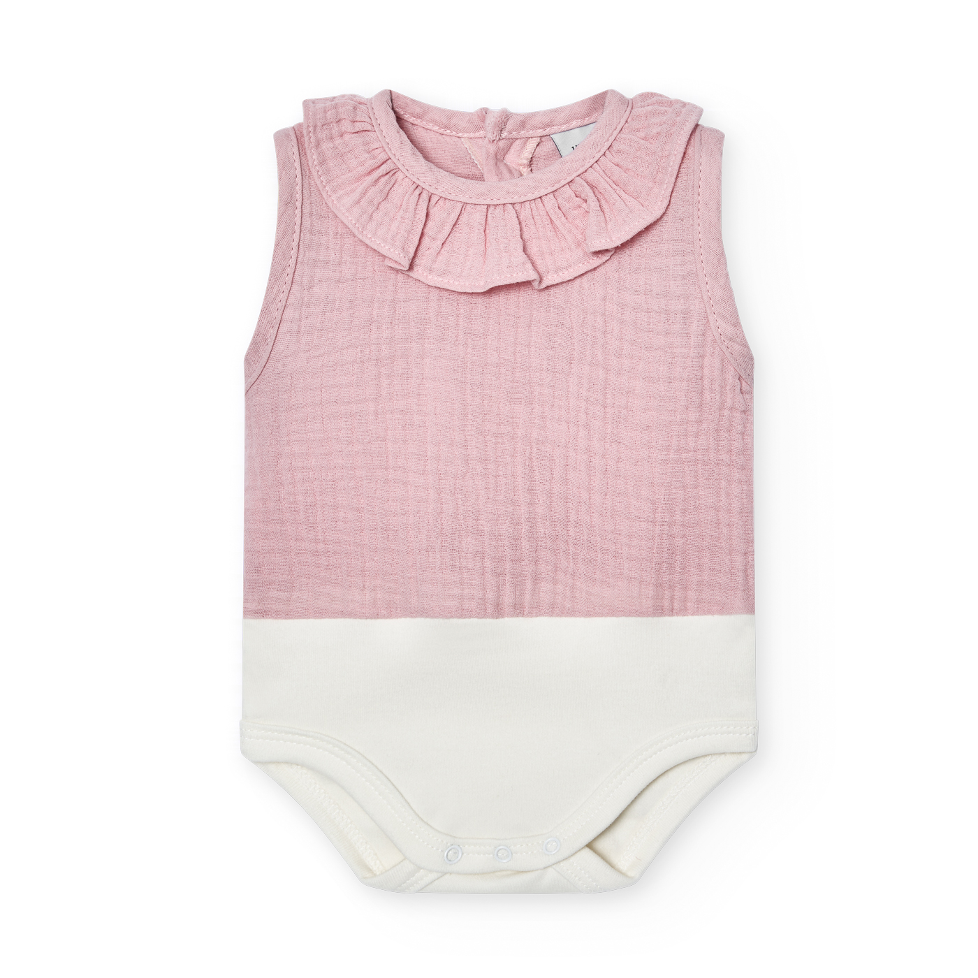 Basicos Babidu pack de 2 bodys cuello volante bambula sin mangas