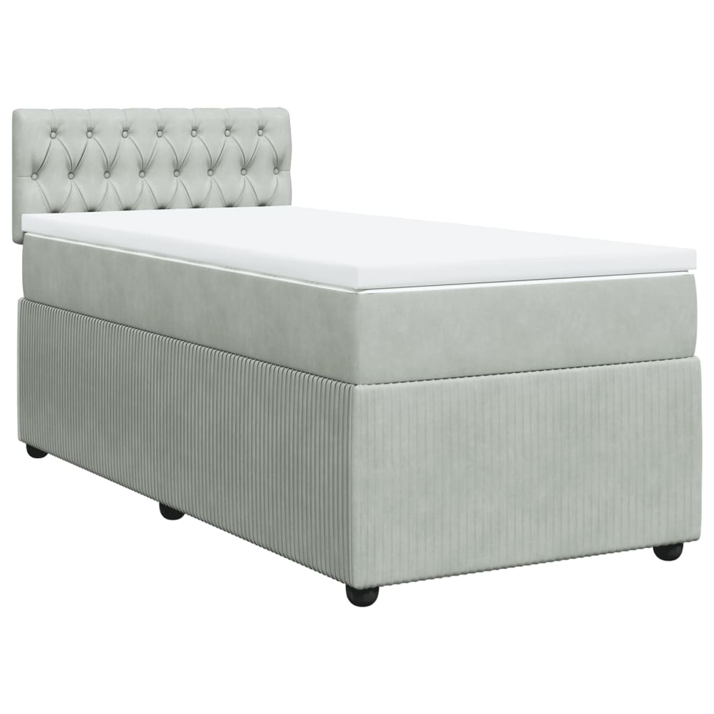 vidaXL Cama box spring con colchón terciopelo gris claro 90x190 cm