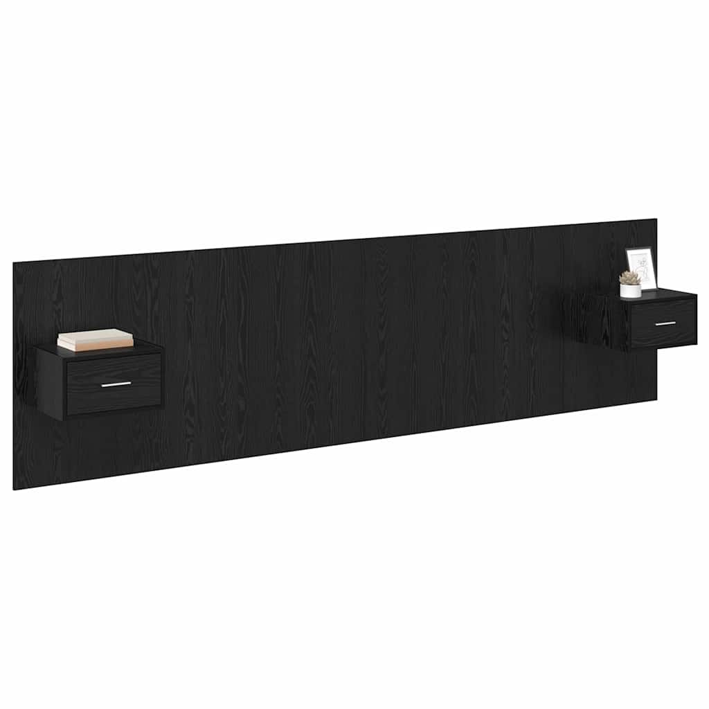 vidaXL Cabecero con Mueble 3 pcs Roble Negro Madera de ingeniería