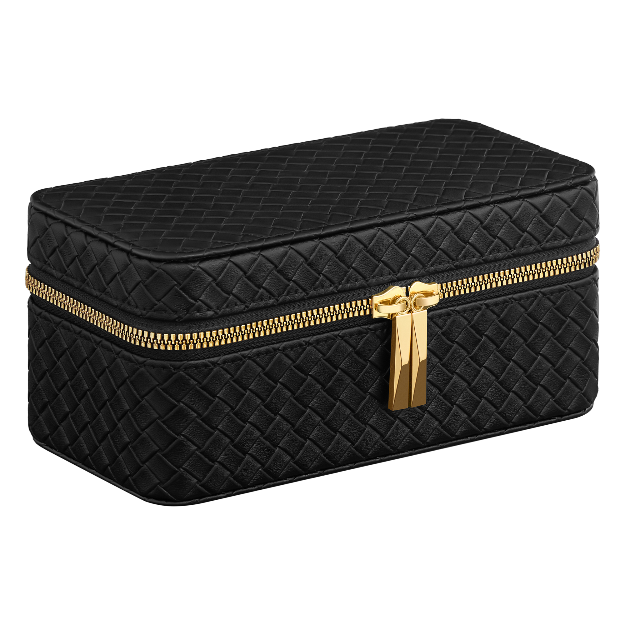 SONGMICS HOME RONNE Colección - Caja para 3 Relojes de Viaje, Caja de Relojes 3 Ranuras, Tejido PU Repujado, 10 x 20 x 9 cm, Idea Regalo, Superficie Negro Tinta y Forro Negro Tinta/Superficie Negro Tinta y Forro Gris Pizarra
