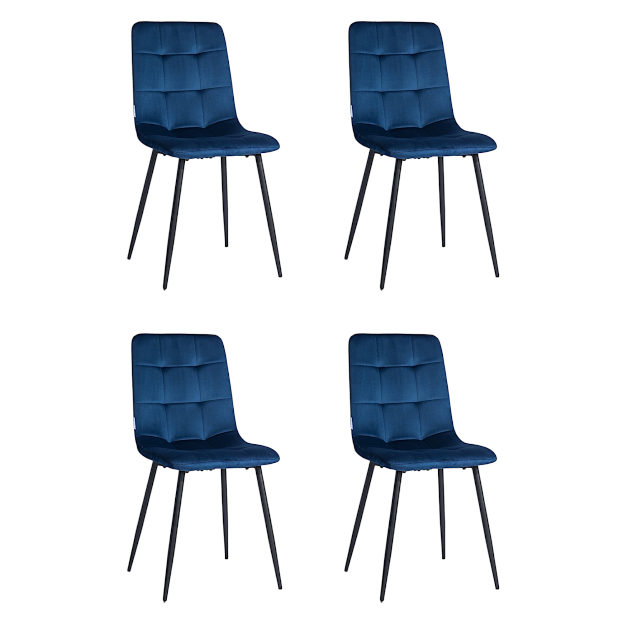 Minimal DECO  Pack de 4 Sillas Tapizadas de Comedor Estilo Moderno con Patas Metálicas Blancas o Negras, Varios Colores, 54 x 44 x 90 cm