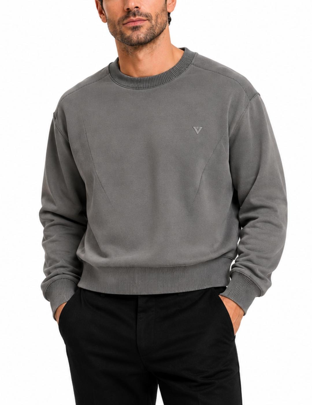 Sudadera Guess Textured gris sin capucha para hombre