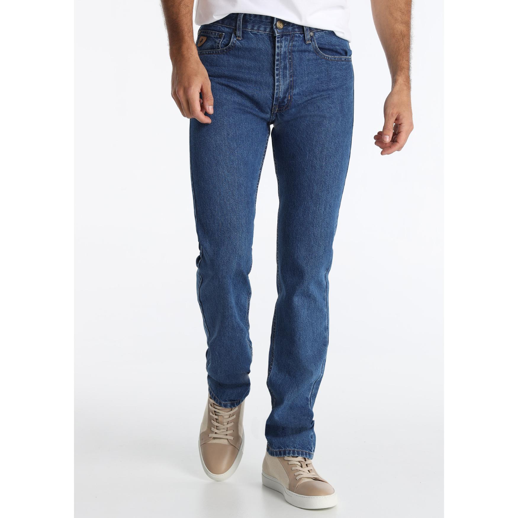LOIS JEANS - Jeans Recto Tradicional en Lavado Denim Azul Medio - Tallaje en Pulgadas- Tallaje en Pulgadas