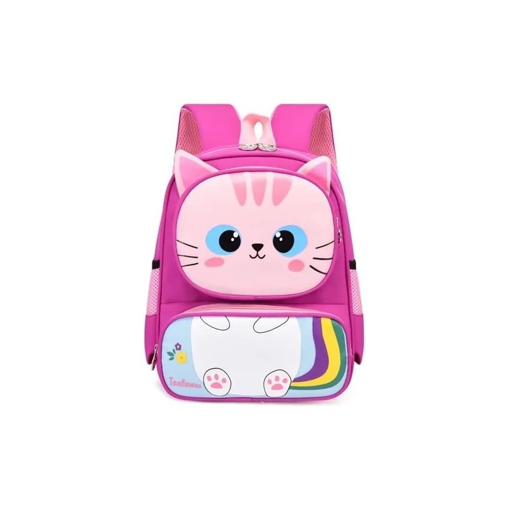 Mochila para bebé niña y niños, bonita mochila de dibujos animados de animales 3D para la escuela de 3 a 9 años, Gato