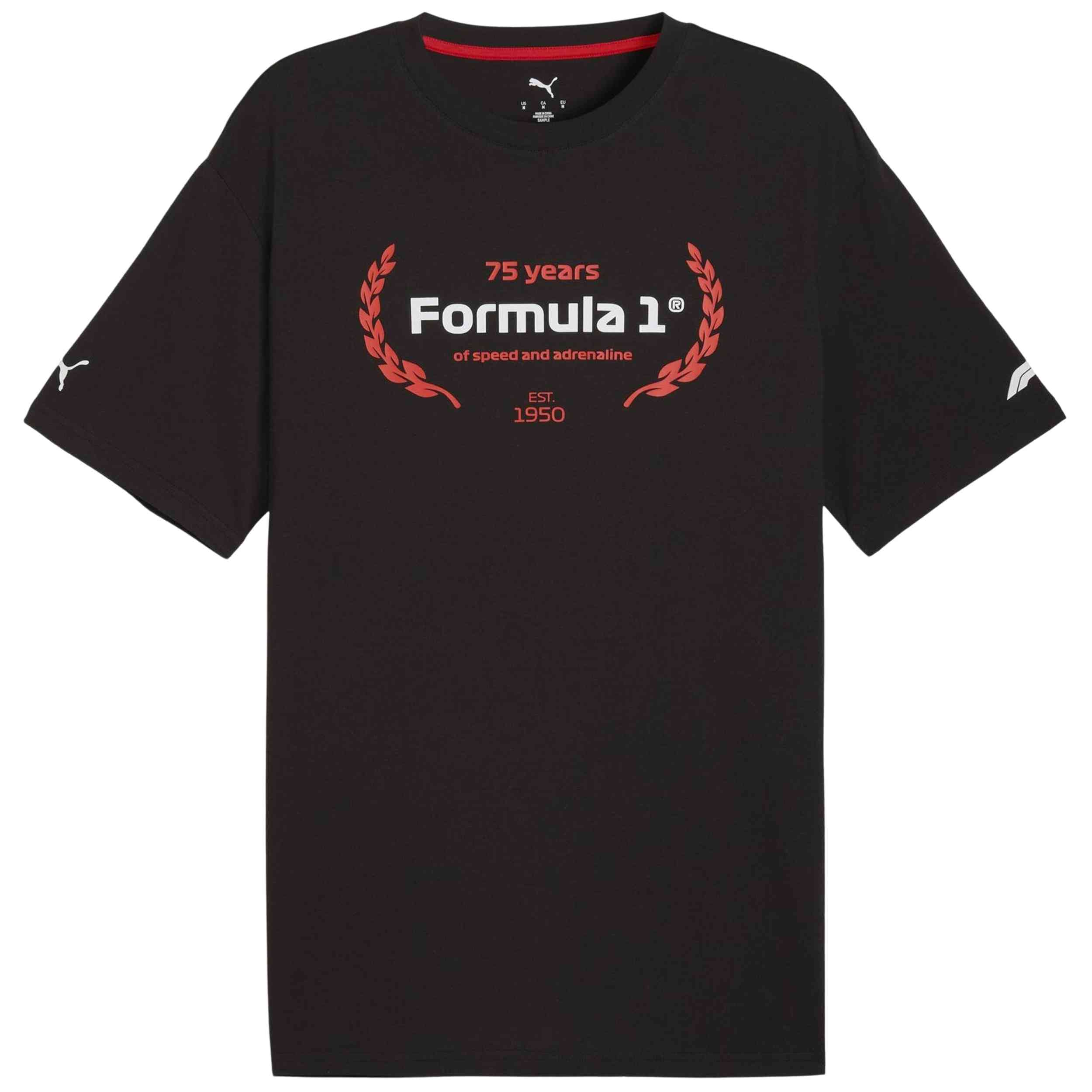 Camiseta De Manga Corta Puma modelo F1 Essentials Graphic "PUMA Black" para Hombre en color Negro