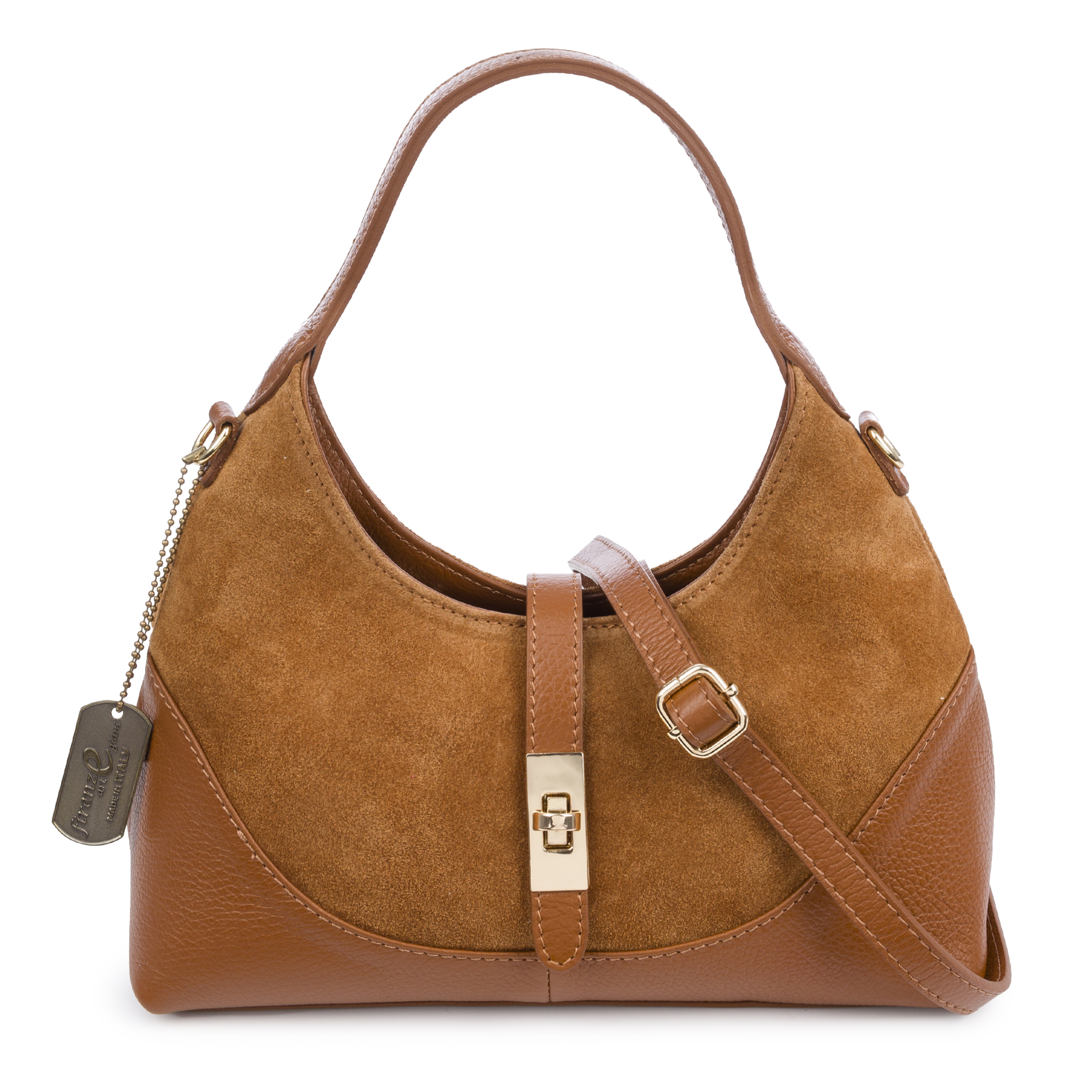 FIRENZE ARTEGIANI Belgioioso Bolso de hombro Mujer. Piel auténtica Dollaro Fabricado en Italia 29x12,5x16 Cm.