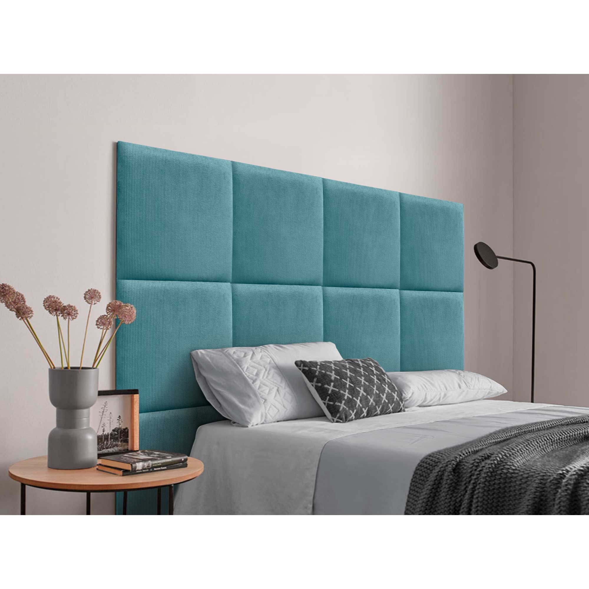 DHOME Cabecero Tapizado Compuesto de Paneles Autoadhesivos Intercambiables de Pana Premium Cama Lujo Dormitorio Acolchado Segunda Gama de Colores