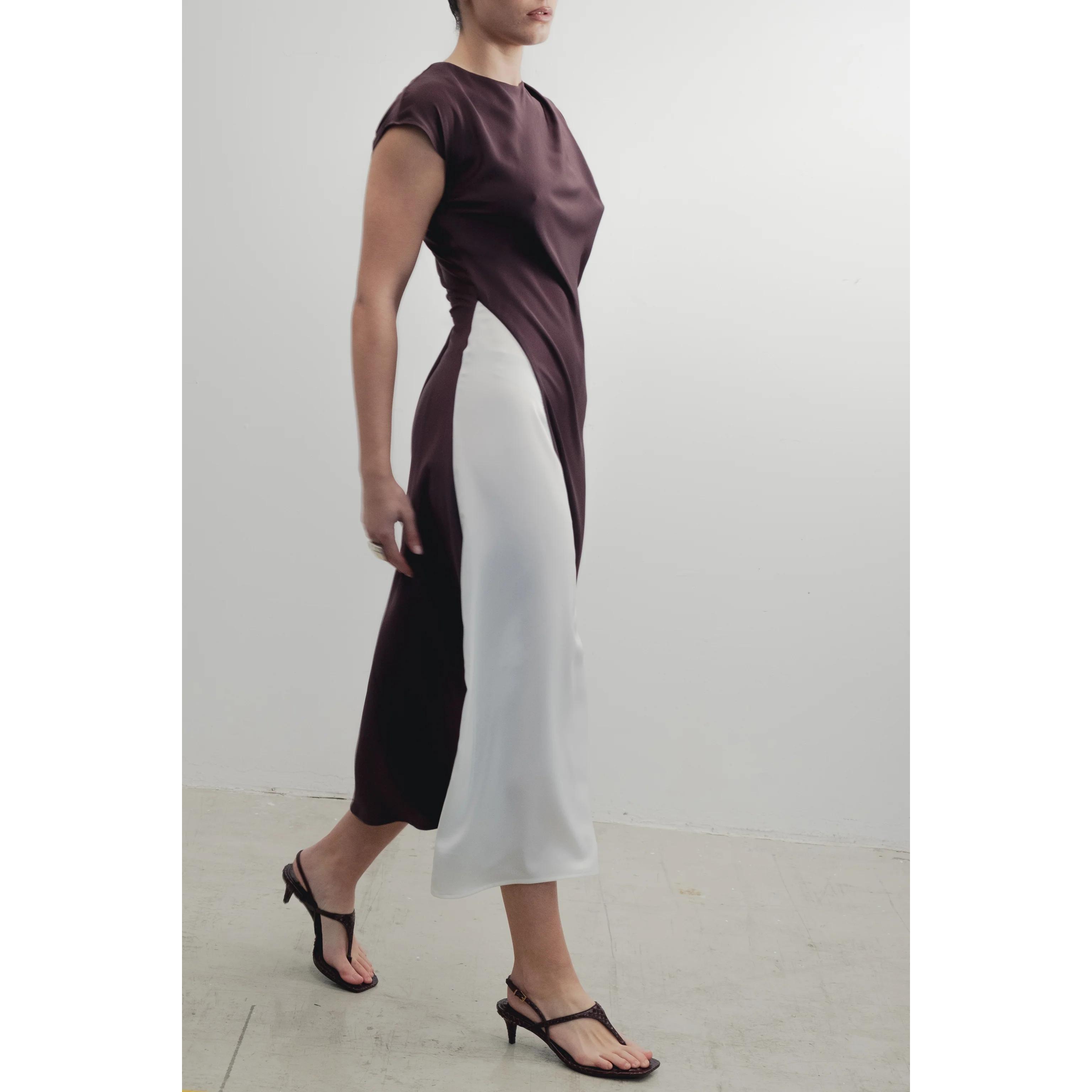 Emarola & Co - Vestido Dual Élan mujer de fiesta y ocasiones especiales, silueta definida con pliegues delicados en hombro y abertura trasera con botón, 100% poliéster