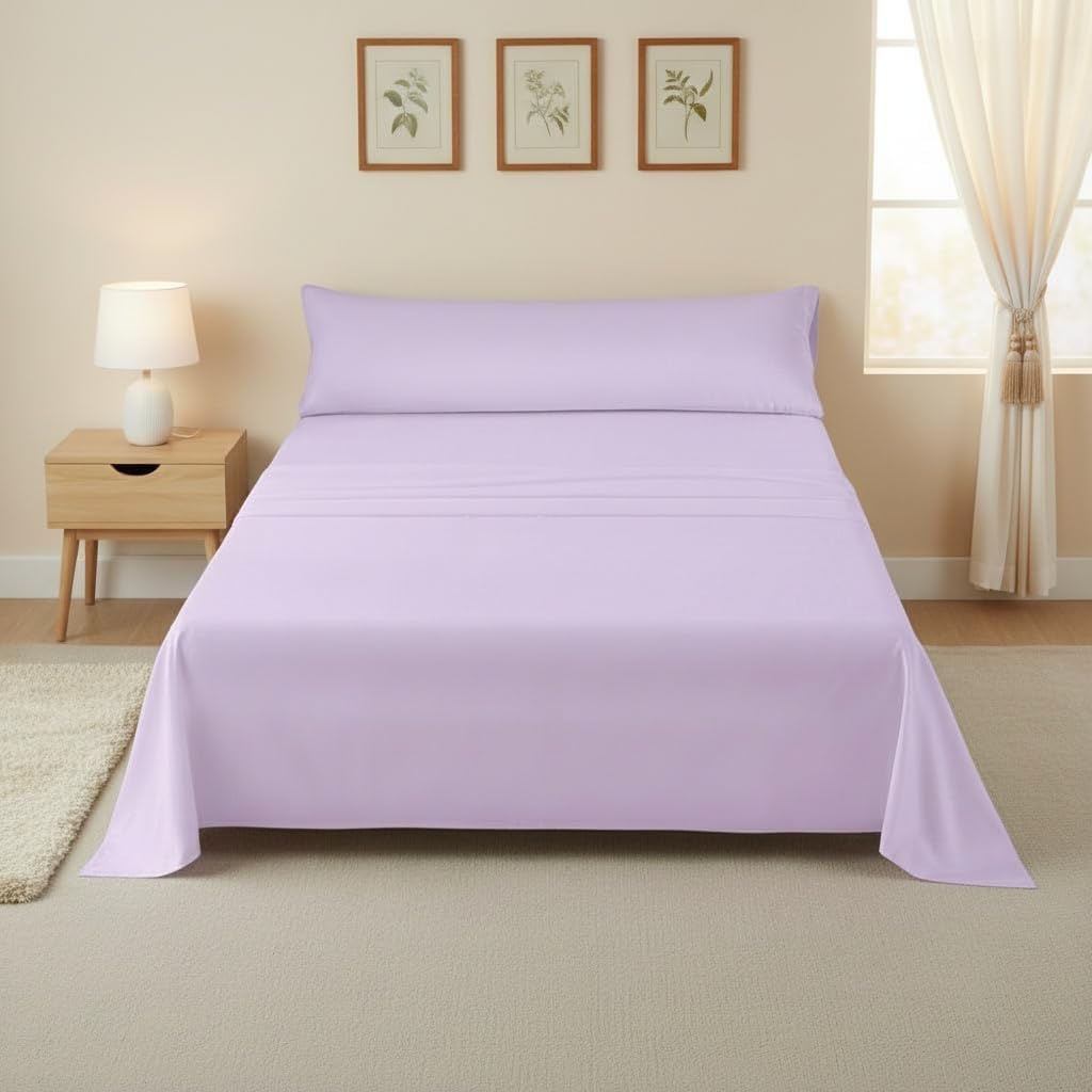 Juego de Sábanas para Cama90cm,100/105cm,135/140cm,150cm,180cm Lisa, 3 Piezas Incluye: Sábana Bajera, Sábana Encimera y Funda de Almohada - Suave y Fresca, Fácil de Lavar