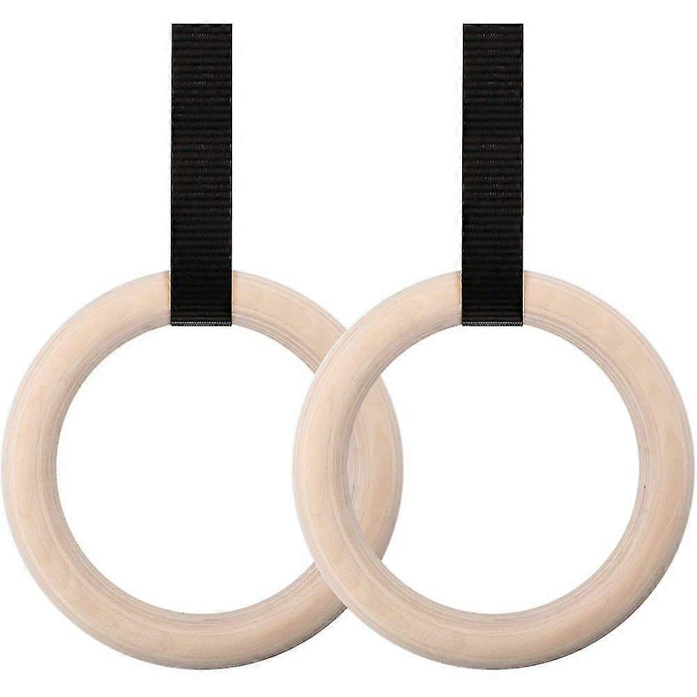 TK 2X Gymnastikringe Holz Turnringe Gym Ring Gym Rings mit Verstellbare Nylonbnder 3cm