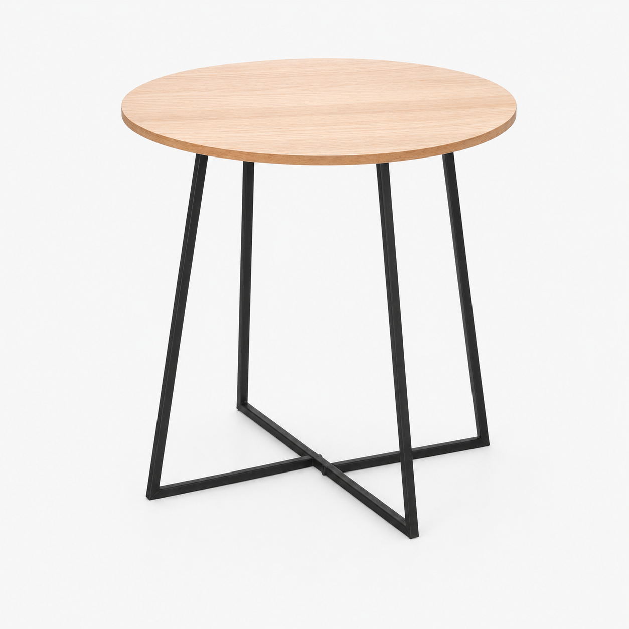 Mesas auxiliares redondas 40 x 40 cm, 2 unidades, madera y negra con luz LED para salón y dormitorio