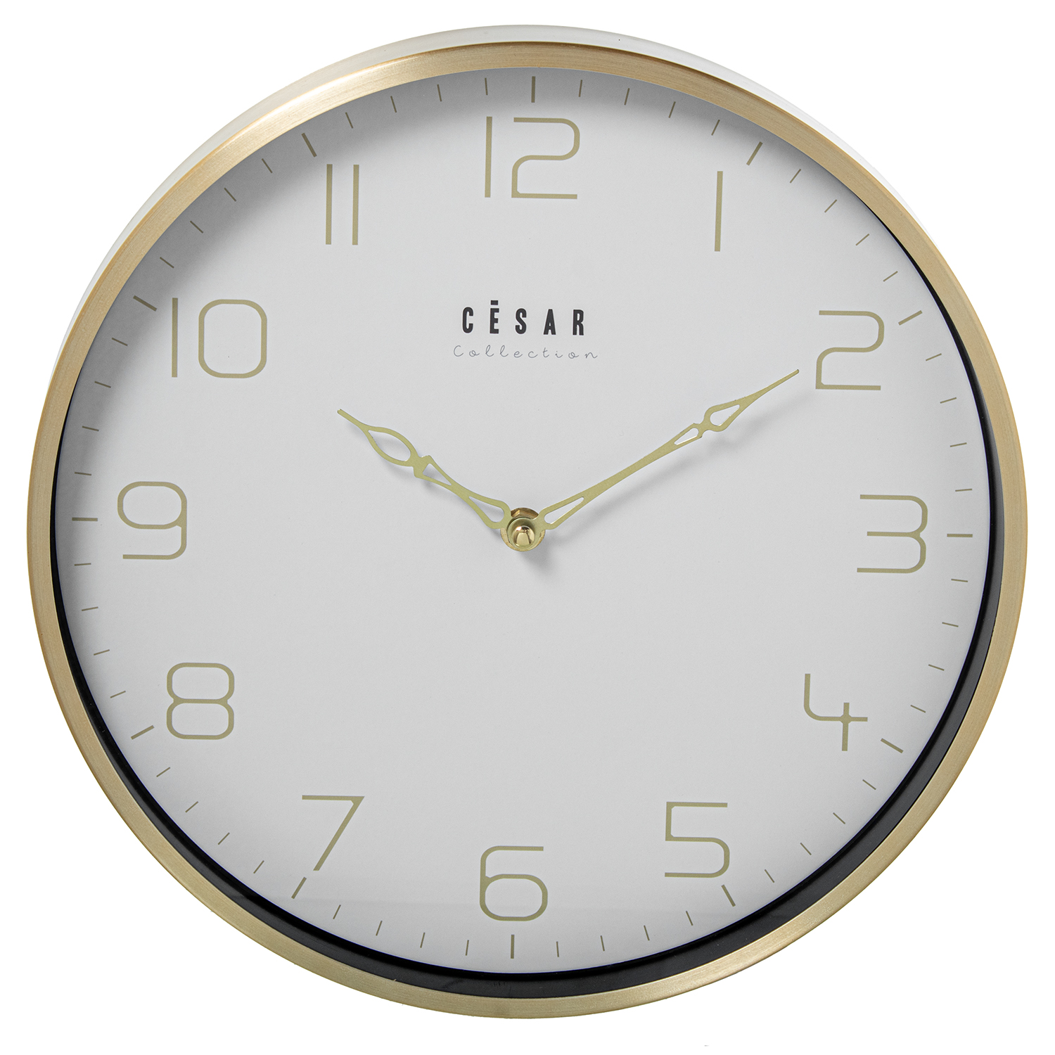 Reloj pared aluminio 30cm marco dorado 30x4cm pila: 1xaa no incluida