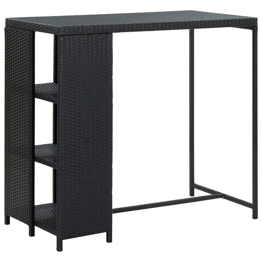 vidaXL Mesa bar estante almacenaje 120x60x110cm ratán sintético negro