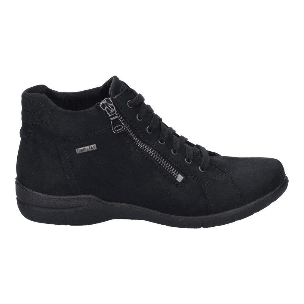 Cómoda  Botín mujer Josef Seibel Helen-53 en suave microfibra negro con membrana impermeable Top Dry tex, resistente al viento y transpirable.  Suela antideslizante. Altura Tacón bajo (1-3 cm) Referencia 92950MI191100
