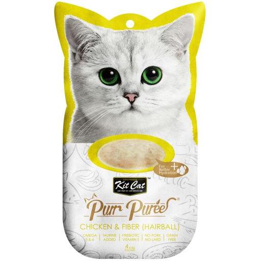 Kit Cat Snack PurrPurée Hairball Control con Pollo y Fibra - 60 GR60