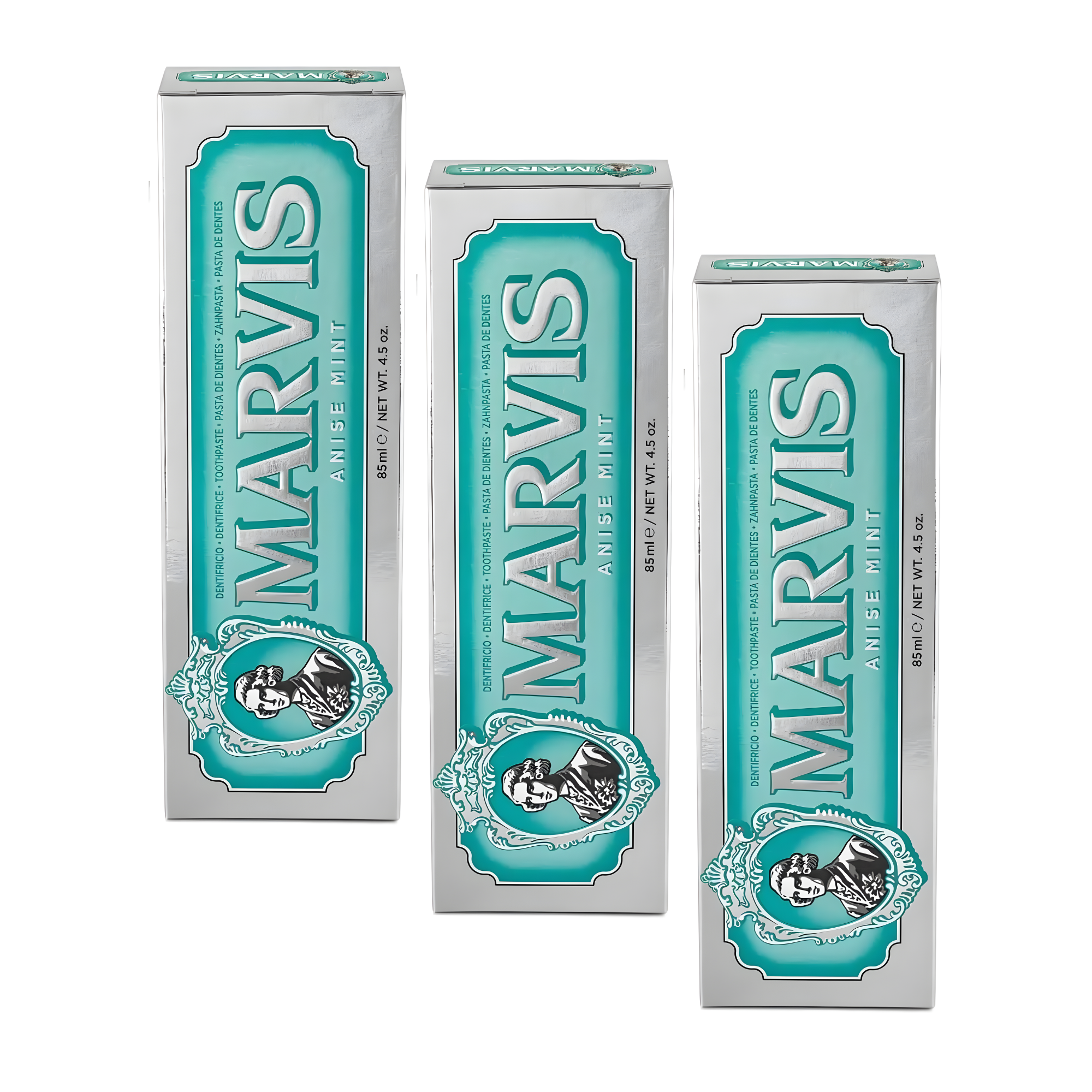 Marvis - Pasta de dientes Anise Mint 85 ml para cuidado bucal premium, con flúor y xilitol contra caries, fórmula vegana concentrada y sin conservantes