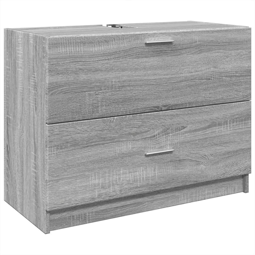 vidaXL Armario de lavabo madera de ingeniería 78x37x59 cm en color Blanco/Roble Sonoma/Gris sonoma y más | almacenamiento funcional diseño moderno para baño dormitorio sala