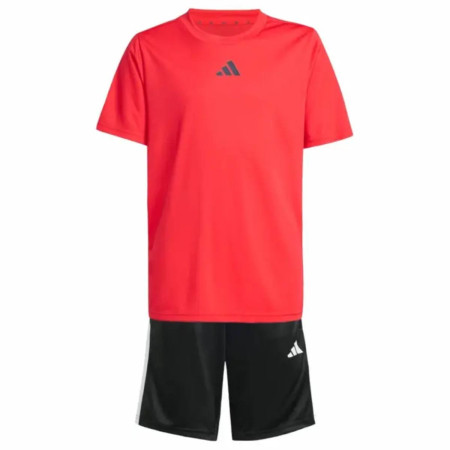 Conjunto Adidas Train Essentials 3 Bandas Rojo Negro Niño JJ1028