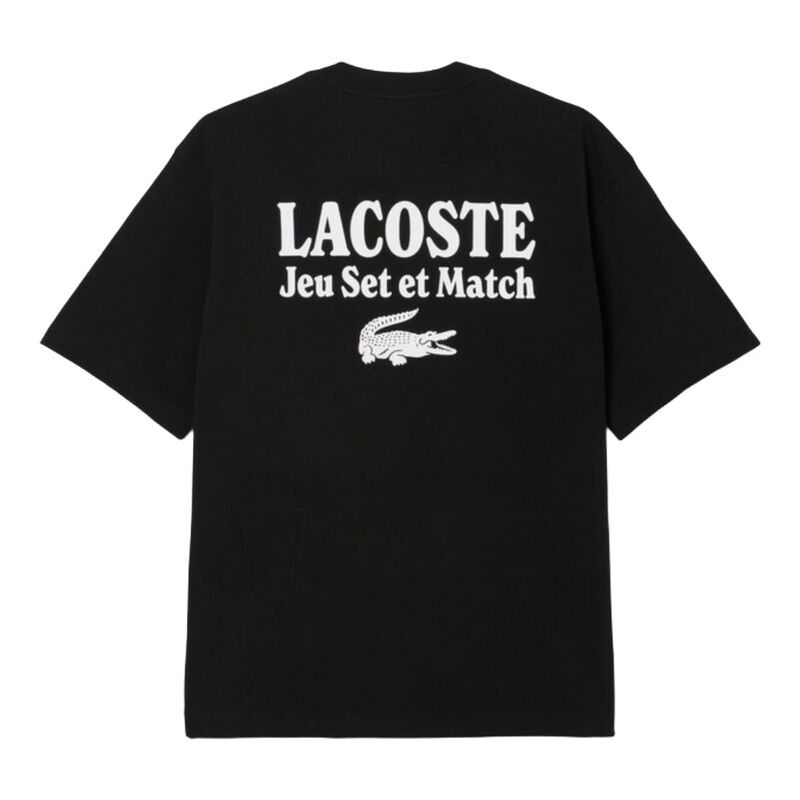 Camiseta Negra Lacoste Jeu Set et Match de Corte Holgado Noir