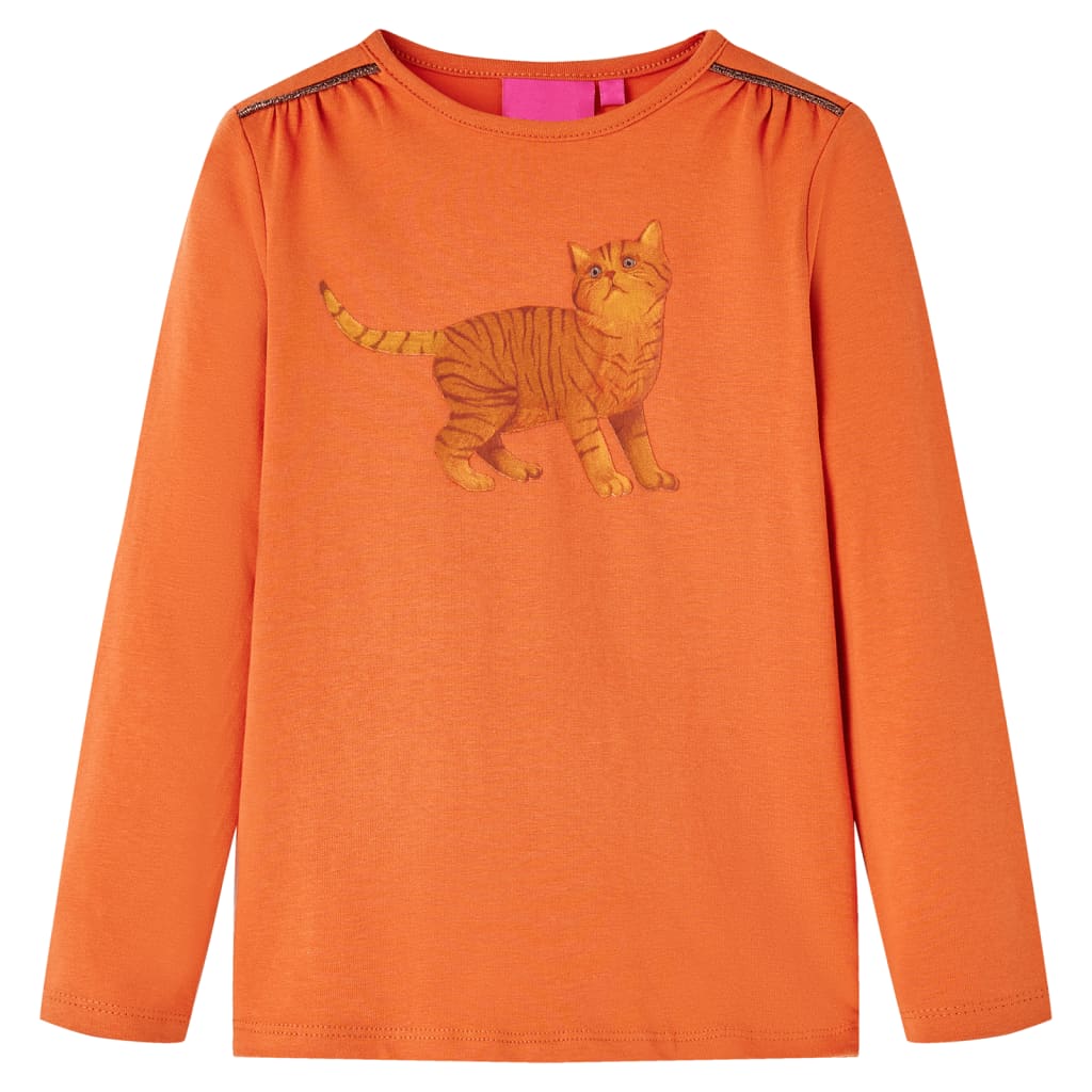Camiseta infantil de manga larga naranja tostado 128 en color orange/Caqui