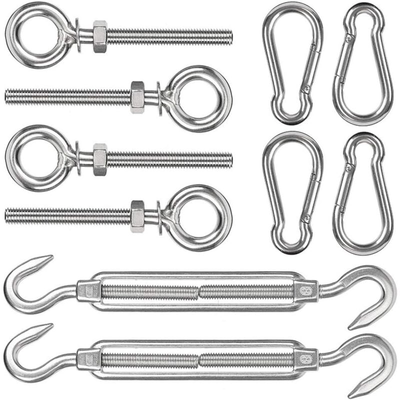 Kit de fijación de vela de sombra, Hardware de acero inoxidable M8, 10 Uds.