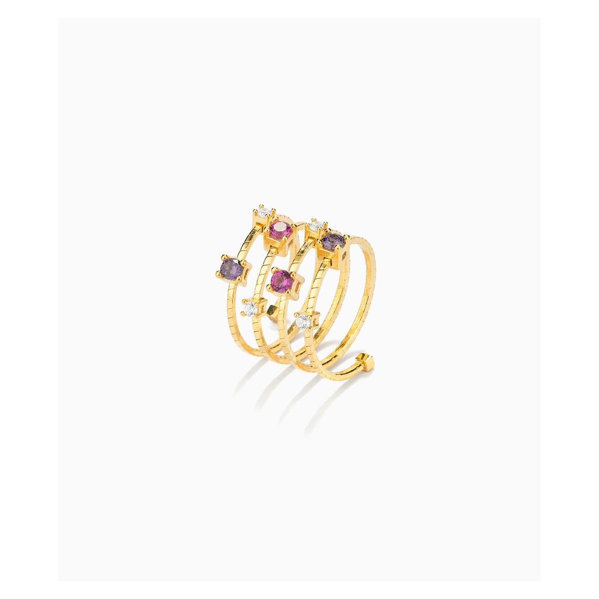 Secrecy Anillo Mujer Anillo Tuscany 4 Vueltas Violet Oro De Plata, Titanio Dorado, Lila Talla Europea 52,00 Talla España 12,00 Syr20011