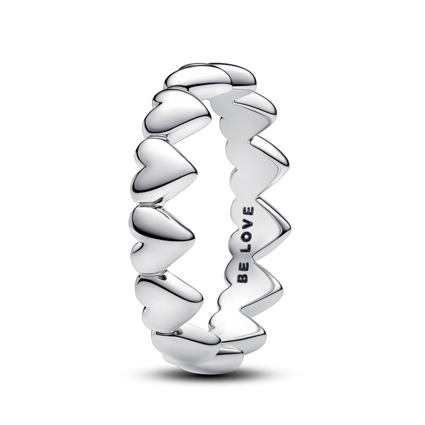 Pandora Anillo en plata de ley Fila de Corazones 193427C00 , para Mujer