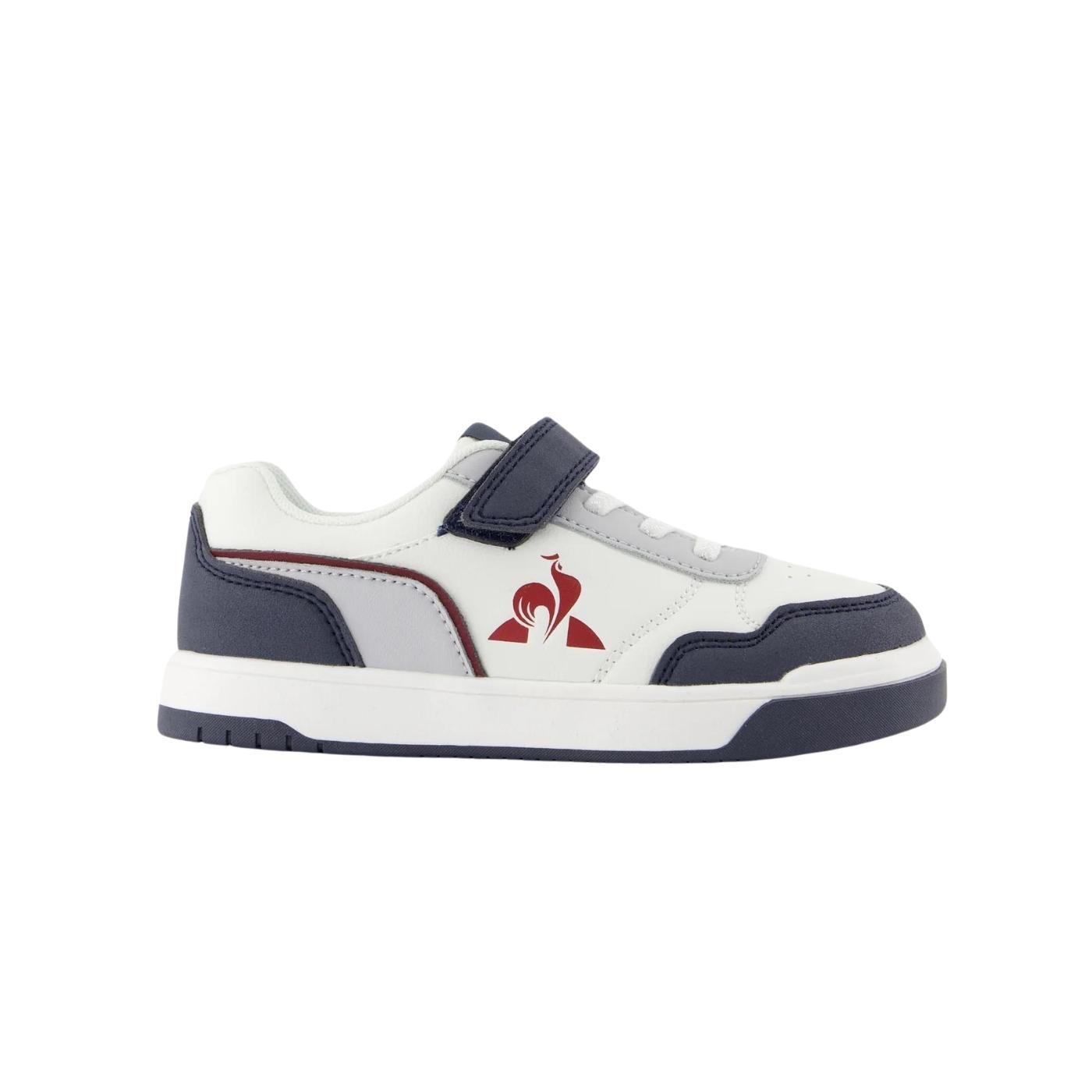 Zapatillas le coq sportif court breaker blanco azul de niño.