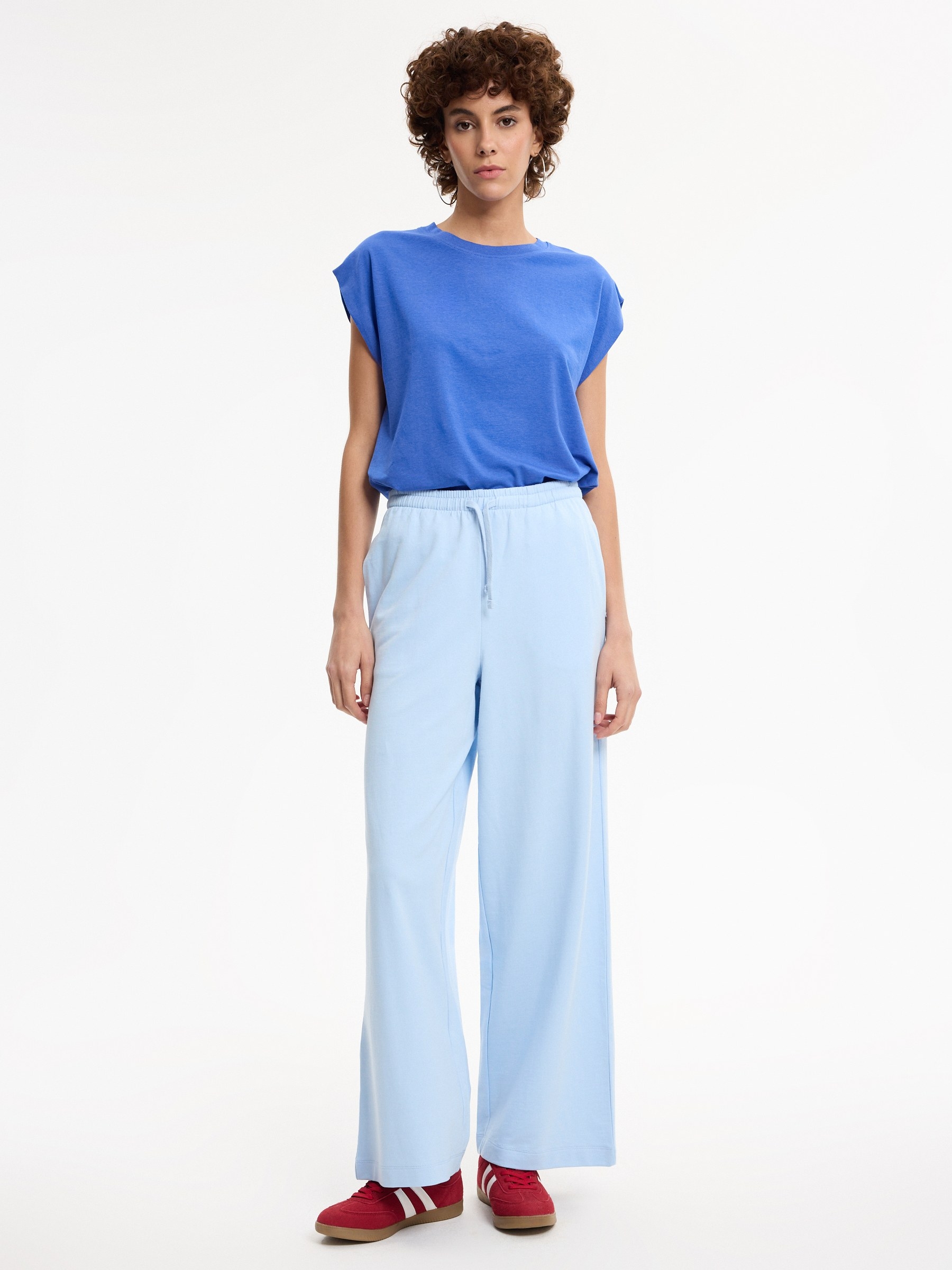 Pantalón de chándal de felpa, tiro alto, corte regular y cintura elástica con cordón ajustable y cómodo INSIDE