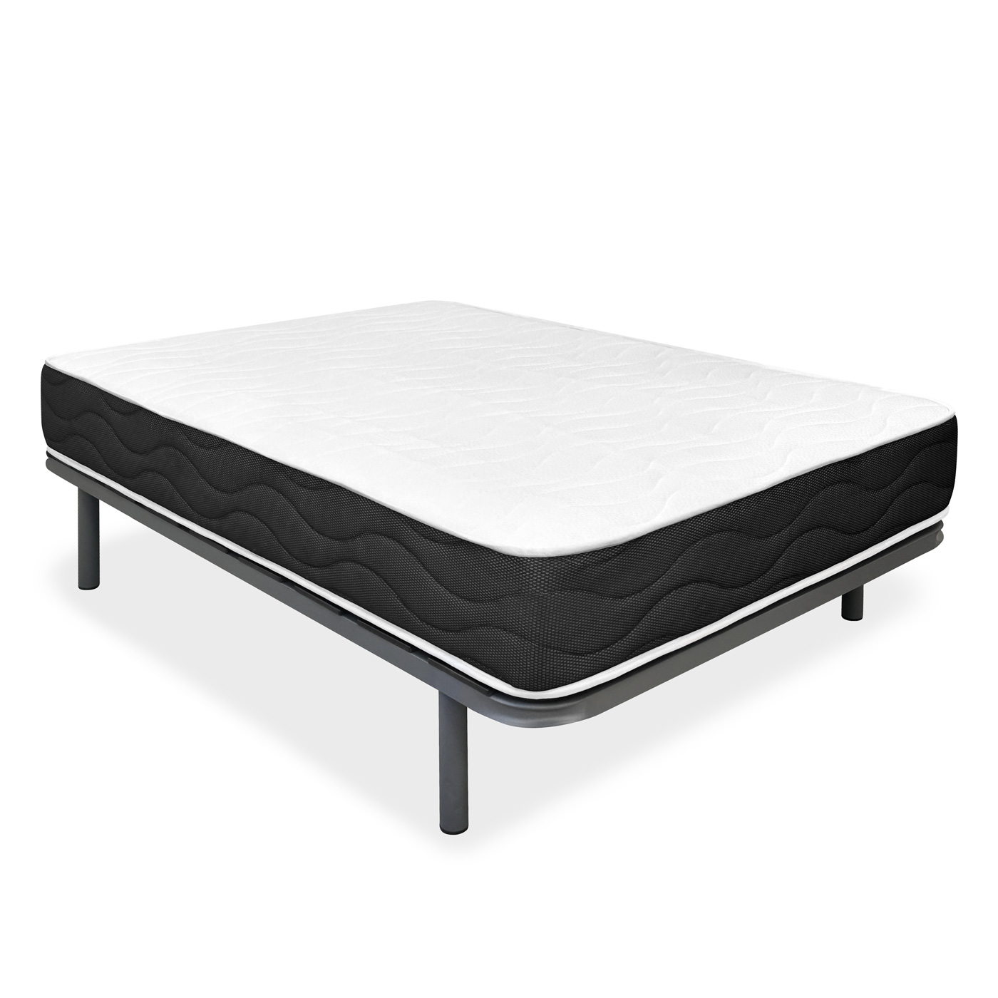 Duérmete Online - Pack de Colchón viscoblack viscoelástico + Somier de laminas reforzadas , patas incluidas (4 O 6 PATAS) (ENVIO CON SUBIDA A DOMICILIO INCLUIDO) Fabricado en España