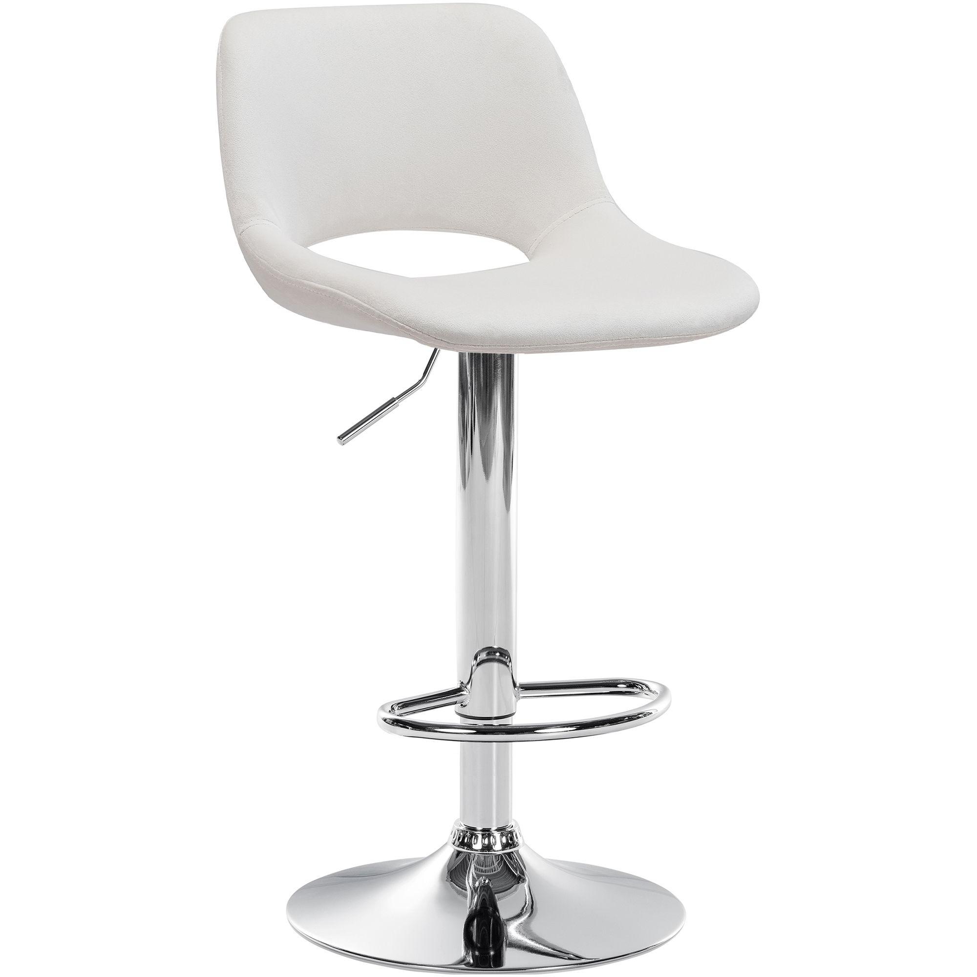 Taburete de bar Camden en terciopelo Crema,Metal cromado