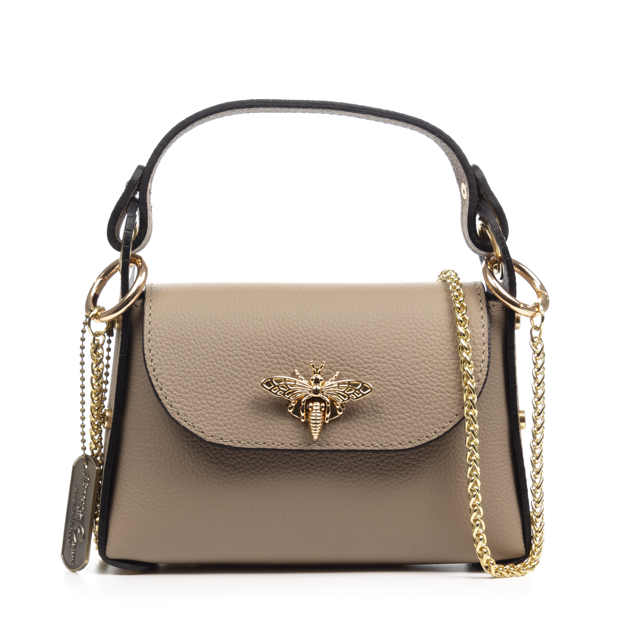FIRENZE ARTEGIANI Aquileia bolso de mano mujer. Piel auténtica acabado Dollaro. Fabricado en Italia 19x7x13 Cm.