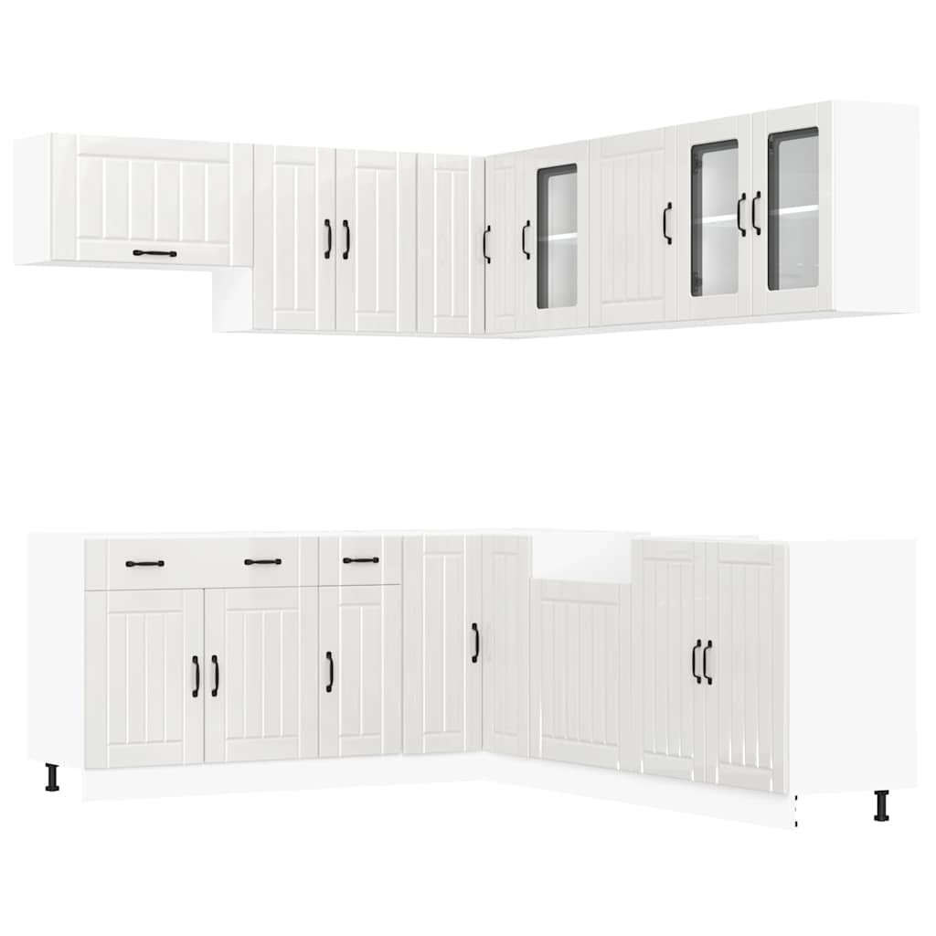 vidaXL Mueble cocina Lucca blanco brillo 11 pzas madera contrachapada