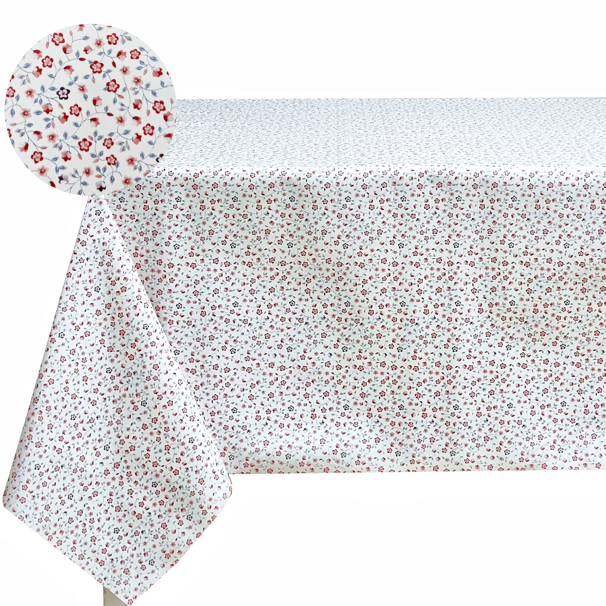 Mantel de hule PVC impermeable, diseño floral rojo vintage, fácil de limpiar, para cocina y comedor