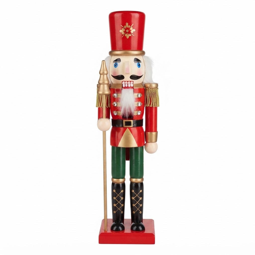 Cascanueces Soldado Verde / Rojo De Madera Navideño Figura Decorativa Para Decoracion de Navidad - Gerimport