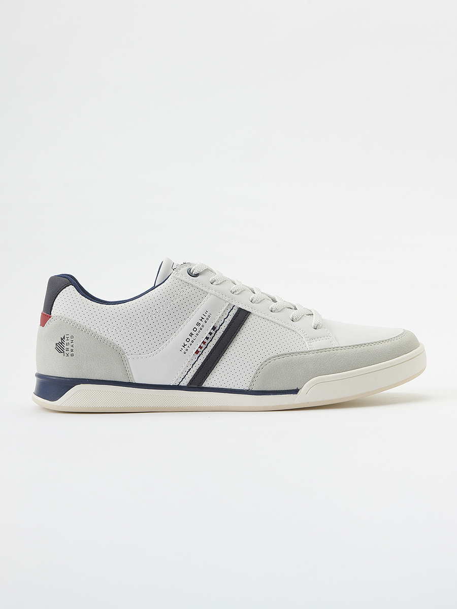 Koroshi - Zapatillas hombre casual con cordones Koroshi Blanco, exterior de poliuretano y suela de goma plana para look elegante y versátil