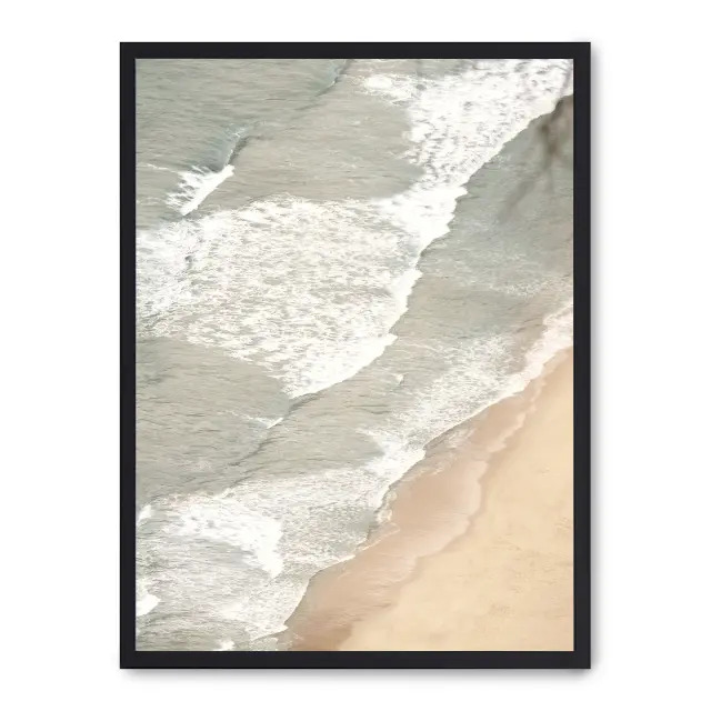 Lámina con marco negro SEASHORE IV 21x30 cm, Póster impreso en papel de primera calidad de 180gr, montado sobre marco de madera MDF acabado en negro., Naturaleza - Playa